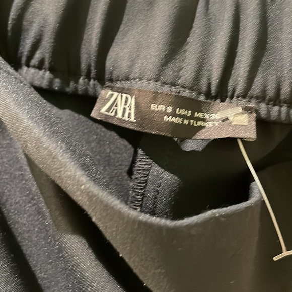 ZARA size S cuffed cropped elastic-back NAVY BLUE dress pants - Picture 5 of 5